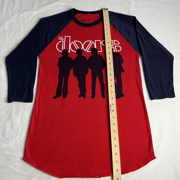 The Doors T-Shirt Top Women Size Small Red/Blue Cotton Blend Crewneck 3/4 Sleeve - Picture 8 of 9